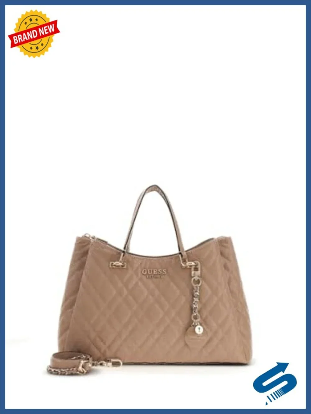 PU Satchel Shoulder Bag with Gold Hardware, Three Compartments, Top Handle and